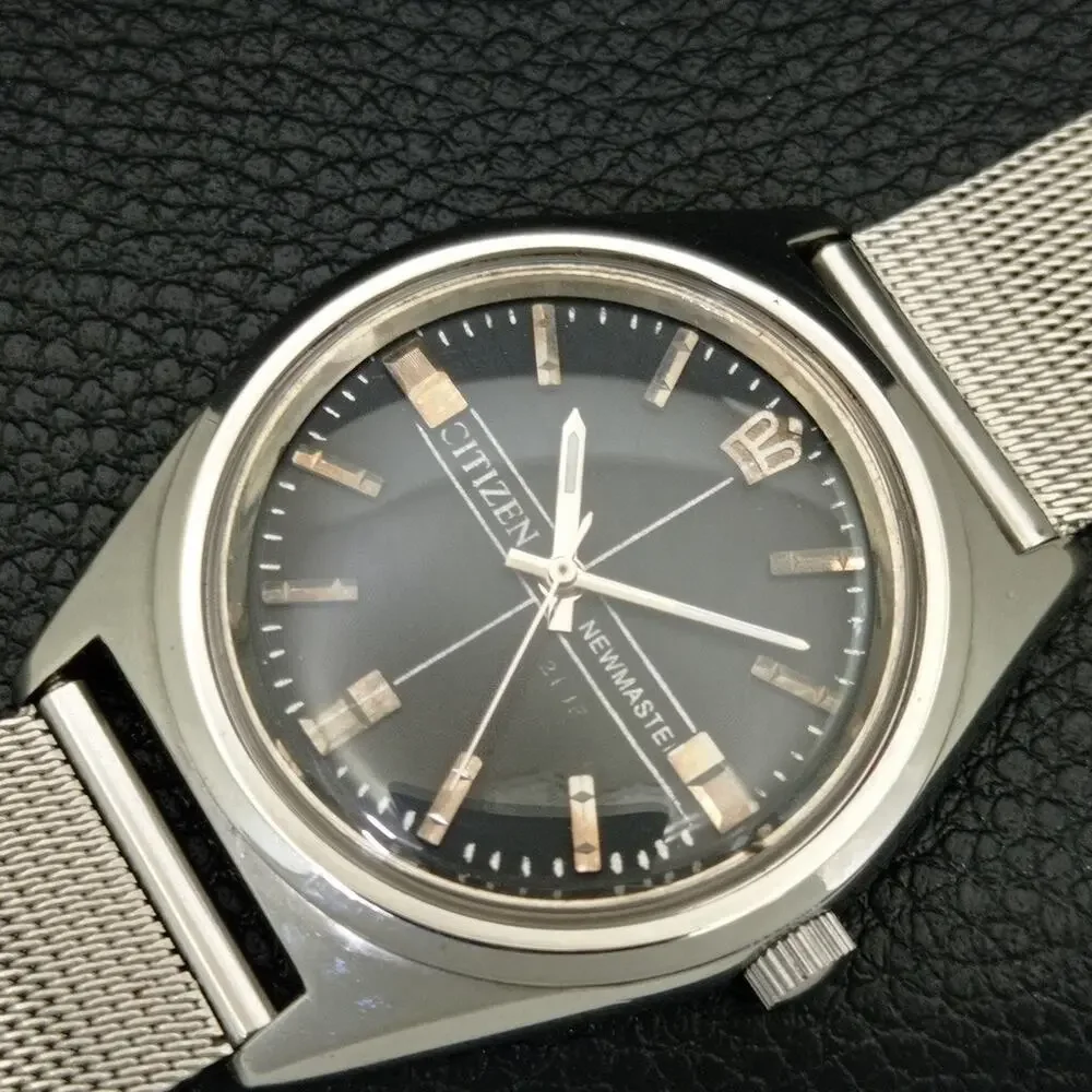 Vintage 1985 Citizen Manual Wound Mens Silver Watch & Silver accents